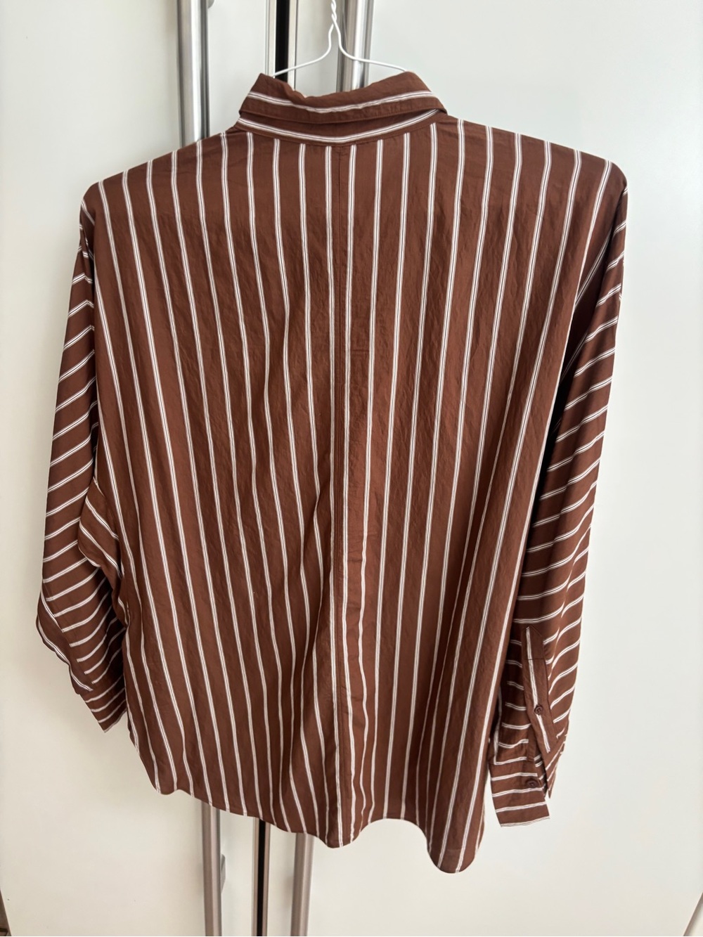 Massimo Dutti Brown and White Striped Button-Up Blouse Size Small - Picture 13 of 16